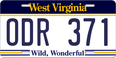 WV license plate ODR371