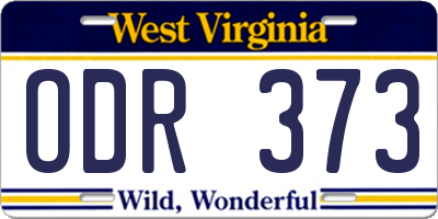 WV license plate ODR373