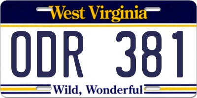 WV license plate ODR381
