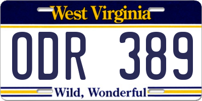 WV license plate ODR389