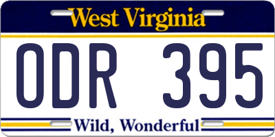 WV license plate ODR395