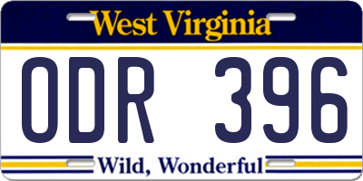 WV license plate ODR396