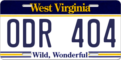 WV license plate ODR404