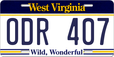 WV license plate ODR407