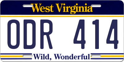 WV license plate ODR414