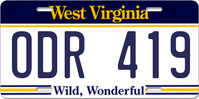 WV license plate ODR419