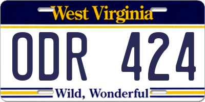 WV license plate ODR424
