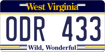 WV license plate ODR433