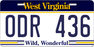 WV license plate ODR436
