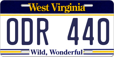 WV license plate ODR440