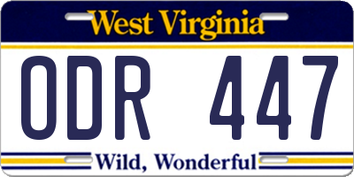 WV license plate ODR447