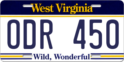 WV license plate ODR450