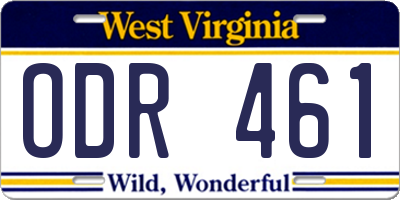 WV license plate ODR461