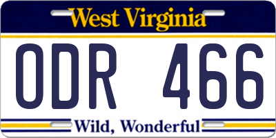 WV license plate ODR466
