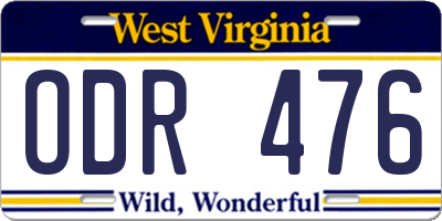 WV license plate ODR476