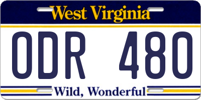 WV license plate ODR480