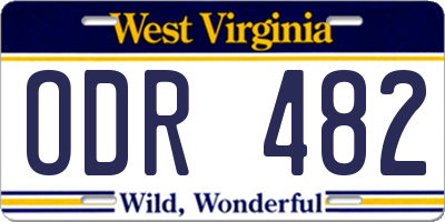 WV license plate ODR482