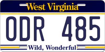 WV license plate ODR485