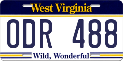 WV license plate ODR488