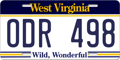 WV license plate ODR498