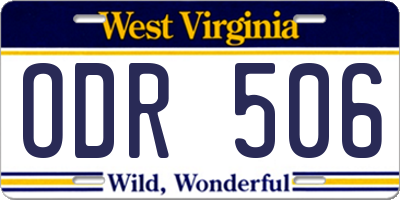 WV license plate ODR506