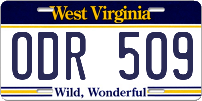 WV license plate ODR509