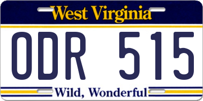WV license plate ODR515