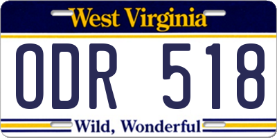 WV license plate ODR518