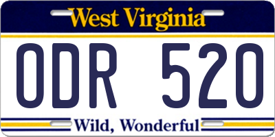 WV license plate ODR520