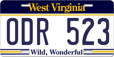 WV license plate ODR523