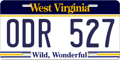 WV license plate ODR527