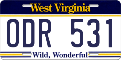 WV license plate ODR531