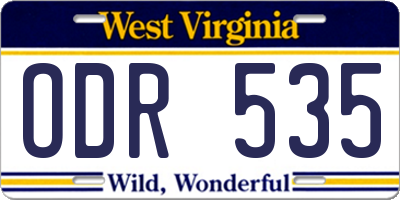 WV license plate ODR535