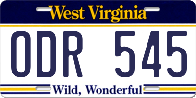 WV license plate ODR545
