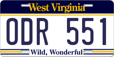 WV license plate ODR551