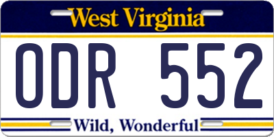 WV license plate ODR552