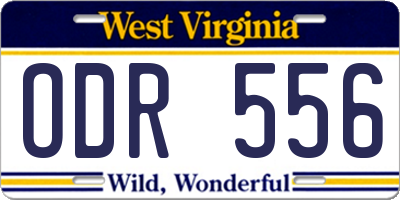 WV license plate ODR556