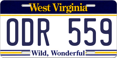 WV license plate ODR559