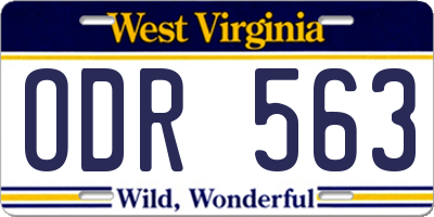 WV license plate ODR563