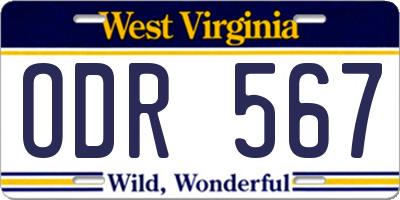 WV license plate ODR567