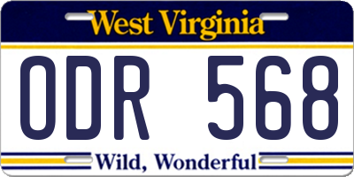 WV license plate ODR568