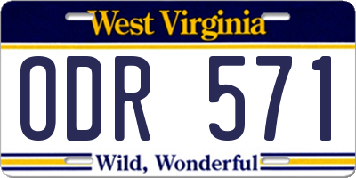 WV license plate ODR571