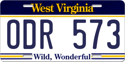 WV license plate ODR573