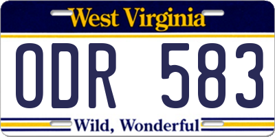 WV license plate ODR583