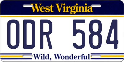 WV license plate ODR584