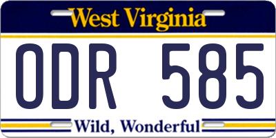 WV license plate ODR585