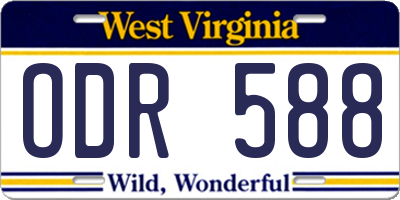 WV license plate ODR588
