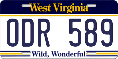 WV license plate ODR589
