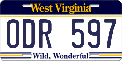WV license plate ODR597