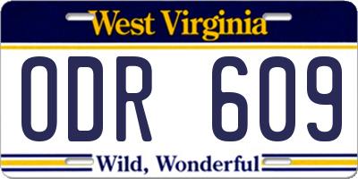 WV license plate ODR609